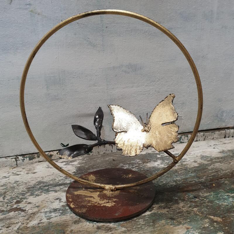 Sculpture papillon sur branche 2 par Eres Nicolas | Sculpture Figuratif Animaux Métal