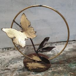 Sculpture papillon sur branche by Eres Nicolas | Sculpture Figurative Metal Animals