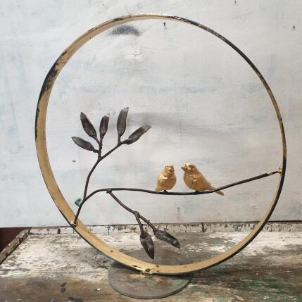 Sculpture conversation sur Branche par Eres Nicolas | Sculpture Figuratif Métal Animaux