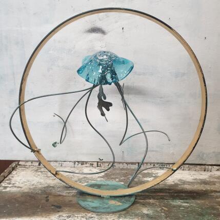 Sculpture meduse aqua marine par Eres Nicolas | Sculpture Figuratif Métal Animaux