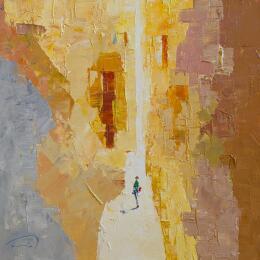 Peinture La csmisa verde par Tomàs | Tableau Impressionnisme Huile Scènes de vie, Urbain