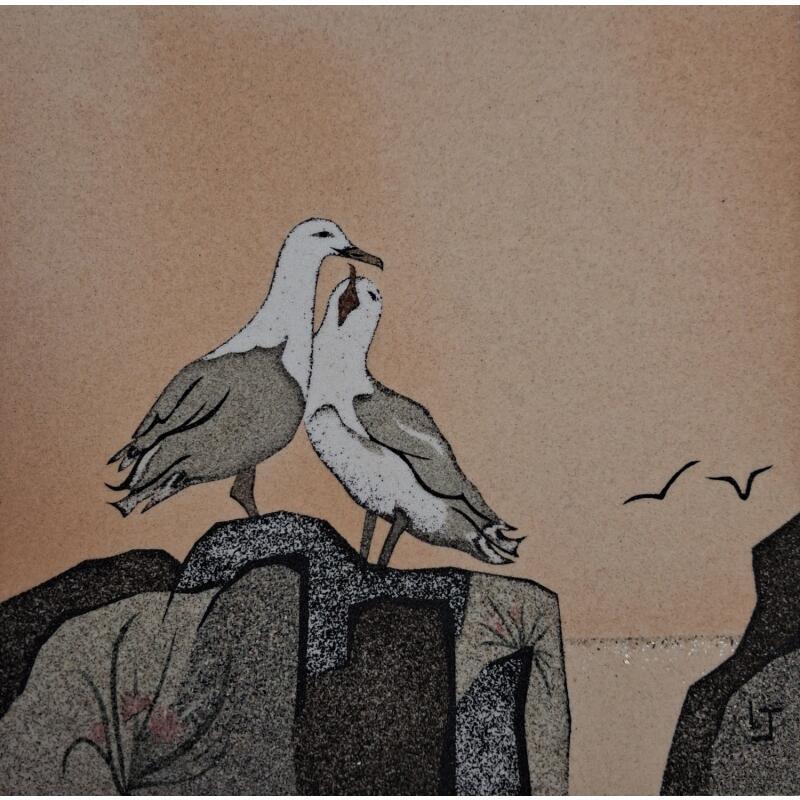 Painting Goeland amoureux by Jovys Laurence | Painting Subject matter Sand