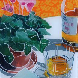 Peinture Il n'avait pas hésité entre les fleurs et une bouteille  par Auriol Philippe | Tableau Figuratif Acrylique, Plexiglas, Posca Natures mortes