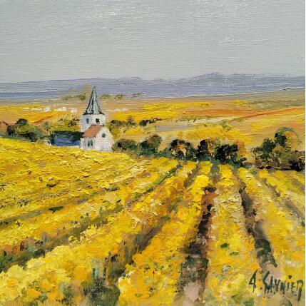 Peinture L'Automne en Champagne par Sannier Daniel | Tableau Impressionnisme Huile Paysages