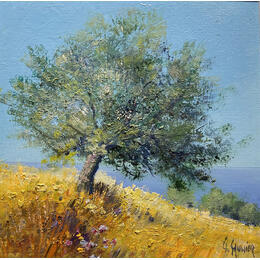 Painting sur l'ile de Paros en Gréce  by Sannier Daniel | Painting Impressionism Oil Landscapes