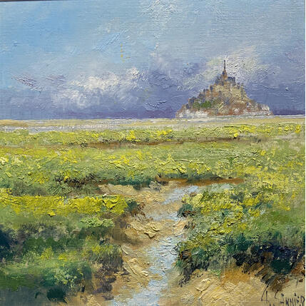 Painting le mont st michel by Sannier Daniel | Painting Impressionism Oil Landscapes