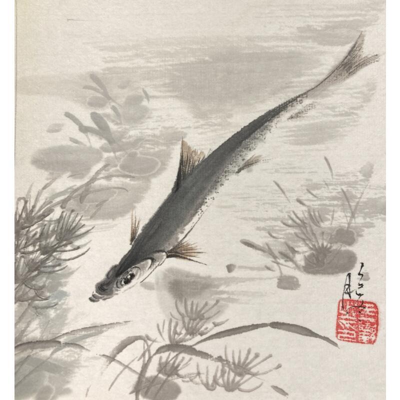 Painting Fish by Yu Huan Huan | Painting Figurative Ink