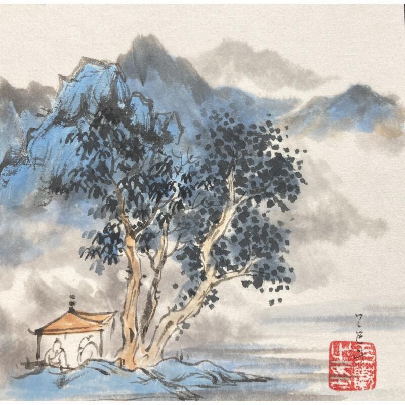 Gemälde Lakeside von Yu Huan Huan | Gemälde Figurativ Tinte