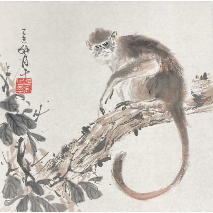 Painting Monkey by Yu Huan Huan | Painting
