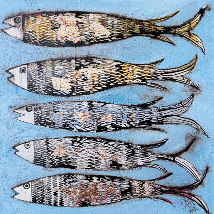 Peinture Les maquereaux  par Colombo Cécile | Tableau