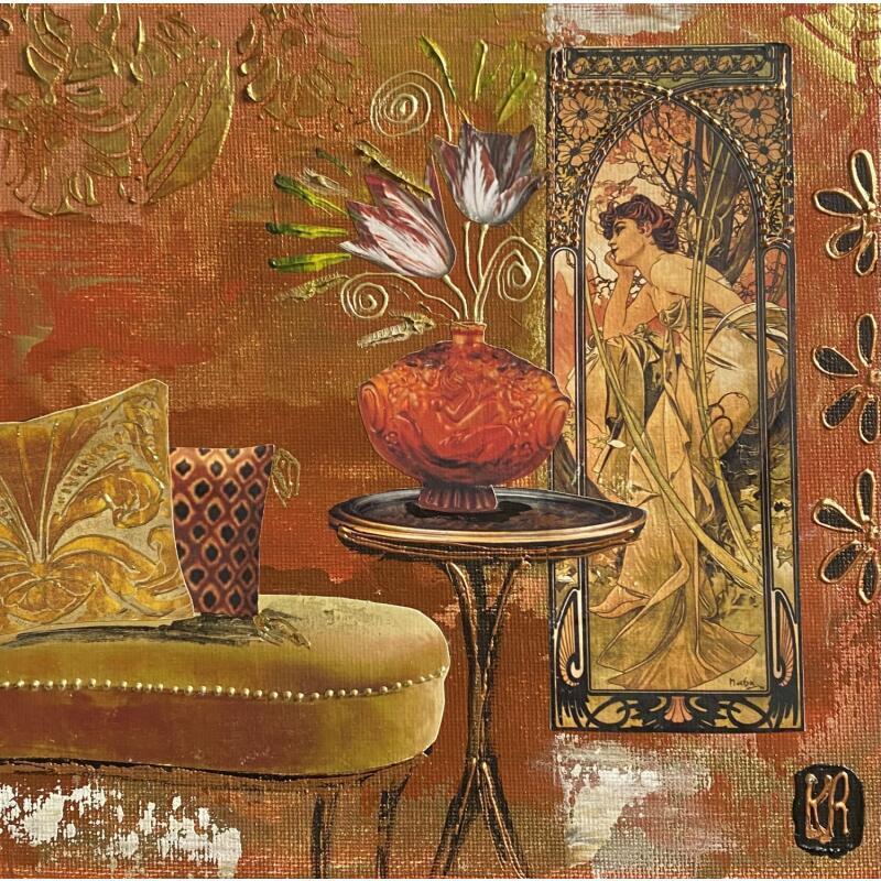 Painting Le temps du soir by Romanelli Karine | Painting Figurative Acrylic Gluing