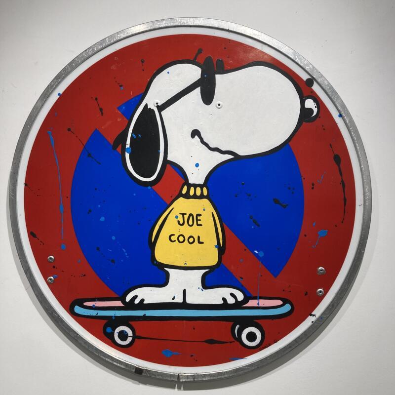 Gemälde panneau snoopy von Marie G.  | Gemälde Pop-Art Pop-Ikonen Holz Acryl Collage