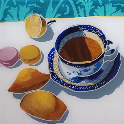 Gemälde Marcel appréciait la subtilité des macarons von Auriol Philippe | Gemälde Figurativ Acryl, Plexiglas, Posca Pop-Ikonen, Stillleben