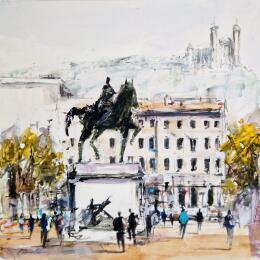 Painting le roi soleil by Poumelin Richard | Painting Figurative Acrylic, Oil Landscapes