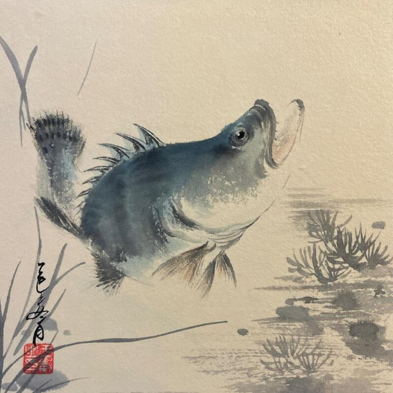 Painting Fish 3 by Yu Huan Huan | Painting Figurative Animals Ink