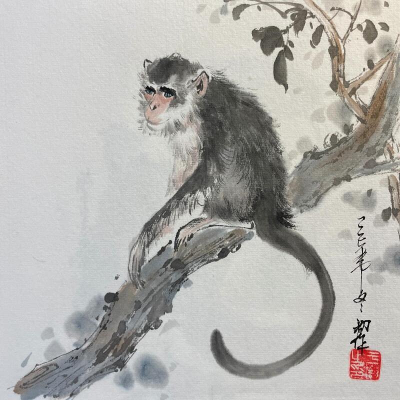 Painting Monkey  by Yu Huan Huan | Painting Figurative Animals Ink