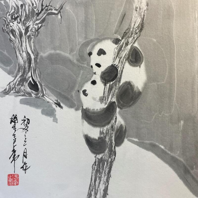 Painting Kiss  by Yu Huan Huan | Painting Figurative Animals Ink