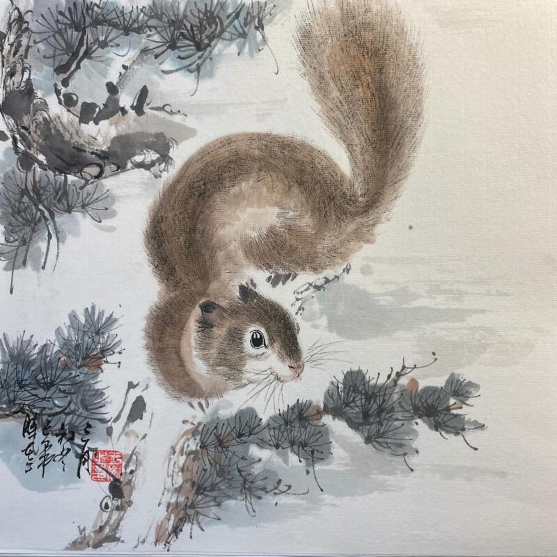 Painting Squirrel  by Yu Huan Huan | Painting Figurative Animals Ink