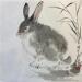 Peinture Rabbit par Yu Huan Huan | Tableau Figuratif Animaux Encre