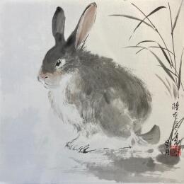 Painting Rabbit by Yu Huan Huan | Painting