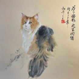 Painting Cat 5 by Yu Huan Huan | Painting