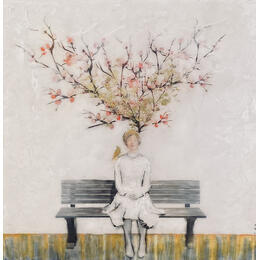 Painting Nerea Sentada by Bofill Laura | Painting Figurative Acrylic, Resin Portrait