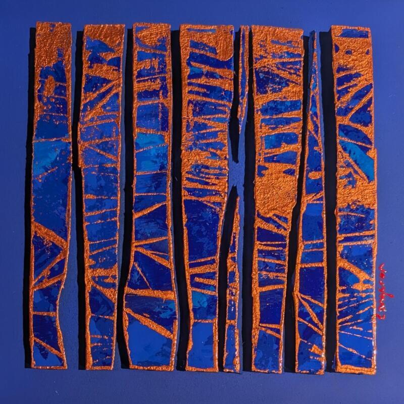 Gemälde Bc8 street bleu klein cuivre von Langeron Luc | Gemälde Materialismus Holz Acryl Harz