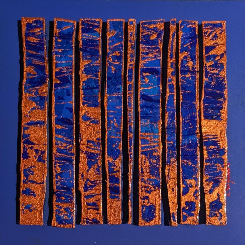 Gemälde Bc9 street 2 bleu klein cuivre von Langeron Luc | Gemälde Materialismus Holz Acryl Harz