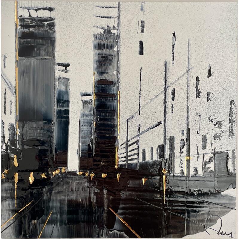 Painting Main Street by Rey Julien | Painting Figurative Gold leaf