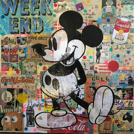 Painting mickey by Kikayou | Painting Pop-art Acrylic, Gluing, Graffiti Pop icons