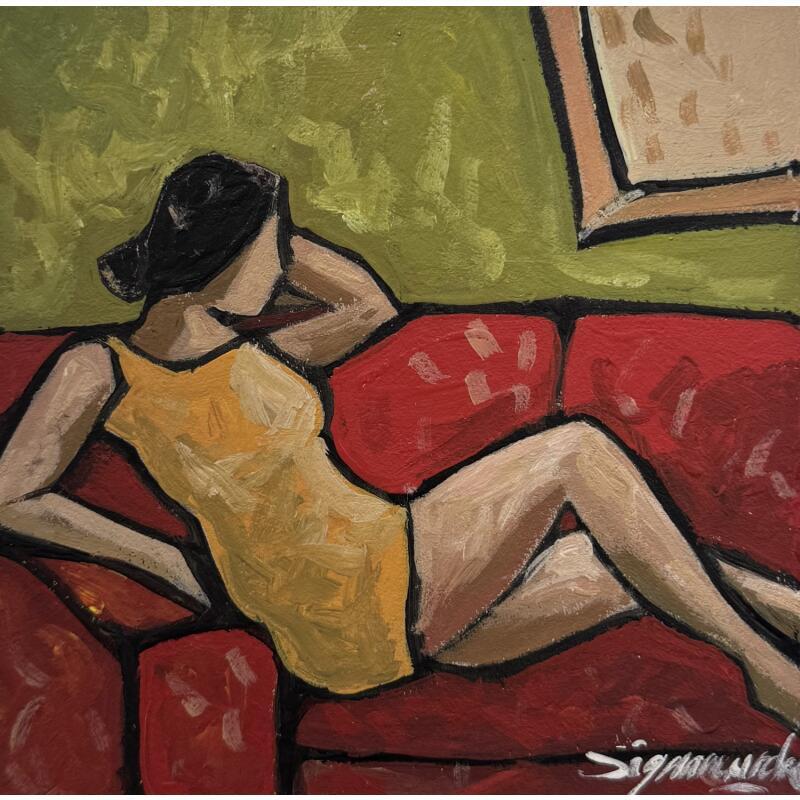 Painting Dans un coin du salon by Signamarcheix Bernard | Painting Naive art Acrylic Ink Pastel