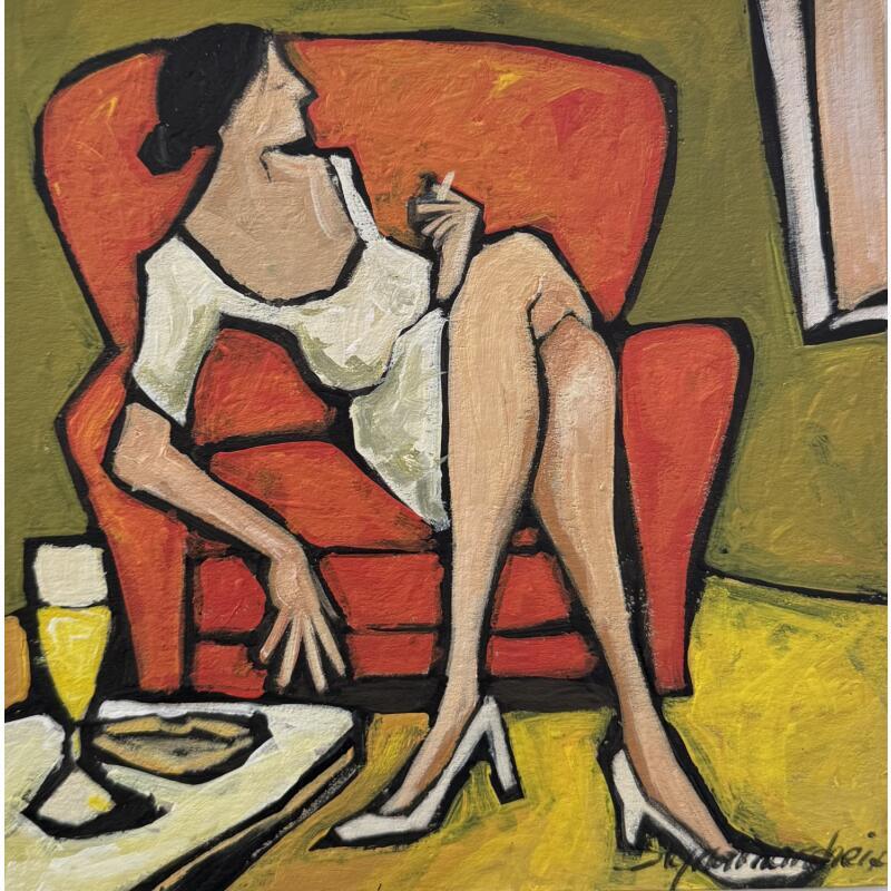 Painting Bulles et cigarette by Signamarcheix Bernard | Painting Naive art Acrylic Ink Pastel