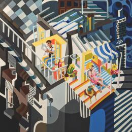 Painting L'été à Paris by Lopez Alfredo | Painting Figurative Acrylic, Lacquer Life style