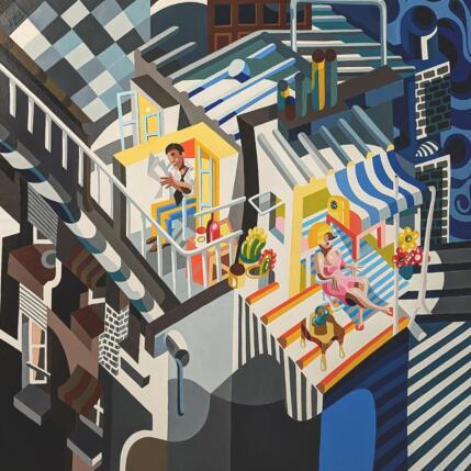 Peinture L'été à Paris par Lopez Alfredo | Tableau Figuratif Acrylique, Laque Scènes de vie