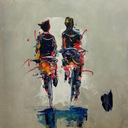 Peinture Nous deux par Raffin Christian | Tableau Figuratif Huile Scènes de vie