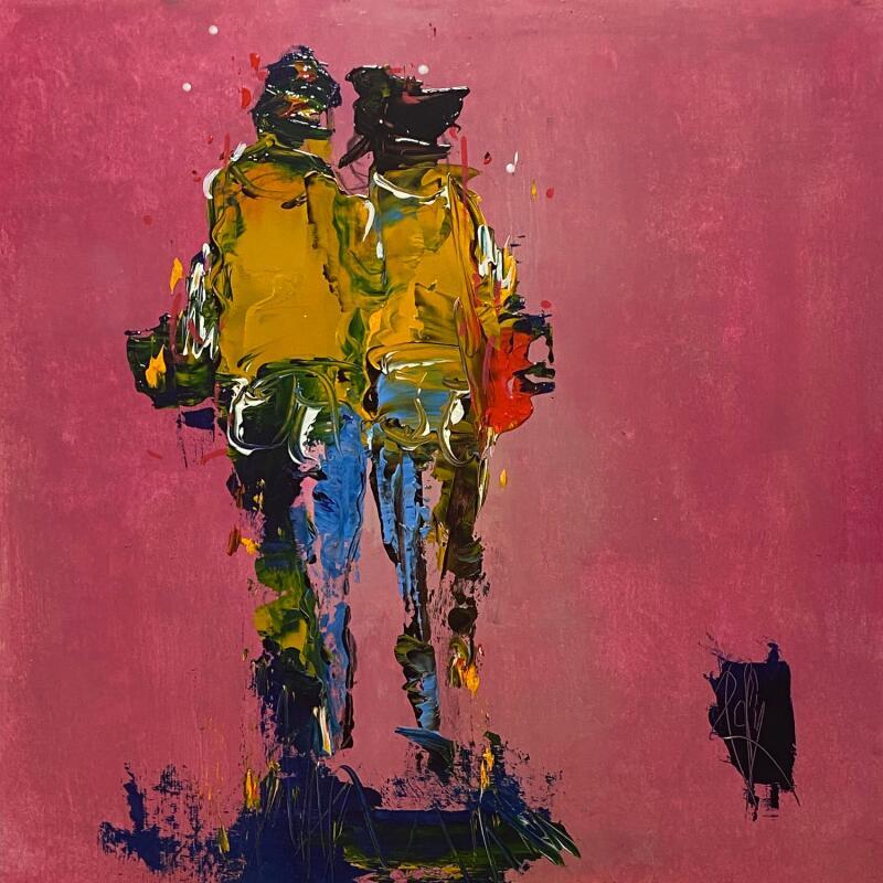 Peinture Tout Contre par Raffin Christian | Tableau Figuratif Scènes de vie Huile