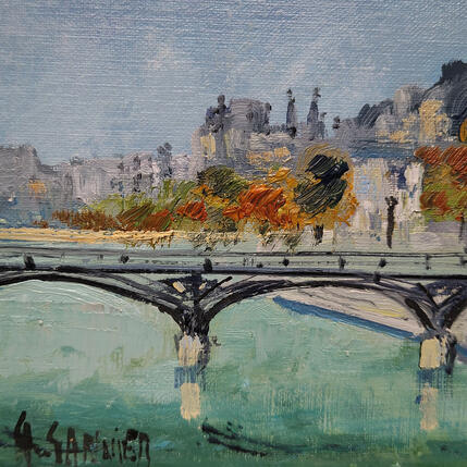 Gemälde Le pont des arts, Paris von Sannier Daniel | Gemälde Impressionismus Öl Landschaften