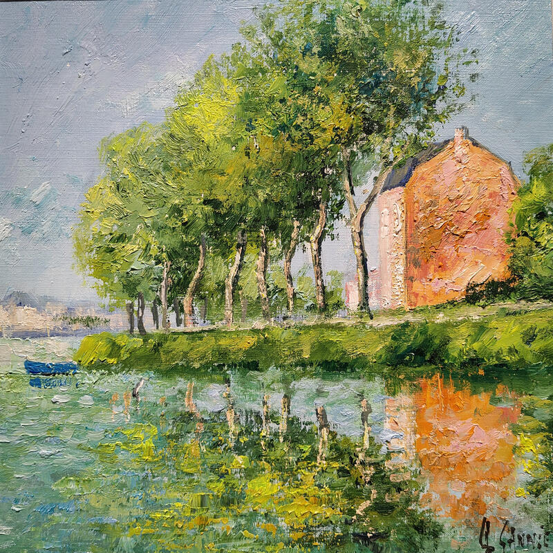 Pintura La Maison rose à St Valery sur Somme por Sannier Daniel | Pintura