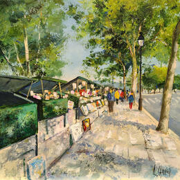 Painting Ile Saint-Louis, Les bouquinistes  by Sannier Daniel | Painting Impressionism Oil Landscapes