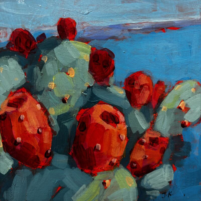 Painting Prickly Pear Cactus by Kivisto Jamie | Painting