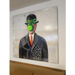 Painting Le Fils de l'Homme by Hernandez Abelardo | Painting Subject matter Gluing, Upcycling Pop icons