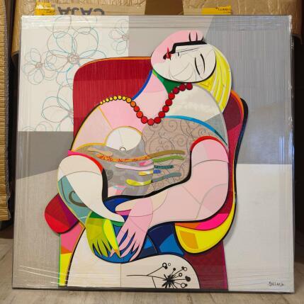 Peinture Le Rêve par Hernandez Abelardo | Tableau Matiérisme Collage, Upcycling Icones Pop