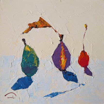 Peinture Trois fruits mûrs par Tomàs | Tableau Impressionnisme Huile Natures mortes