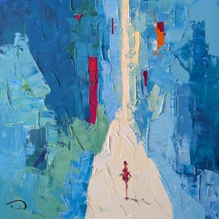 Peinture La porte rouge par Tomàs | Tableau Impressionnisme Huile Scènes de vie