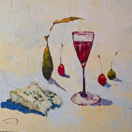 Peinture Petit-dejeuner au roquefort par Tomàs | Tableau Impressionnisme Huile Natures mortes