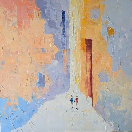 Peinture Comment-vas tu? par Tomàs | Tableau Abstrait Huile Scènes de vie, Société, Urbain