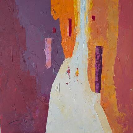 Peinture Couple avec chien par Tomàs | Tableau Impressionnisme Huile Scènes de vie, Urbain