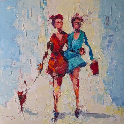 Peinture Trois amis par Tomàs | Tableau Figuratif Huile Portraits, Scènes de vie