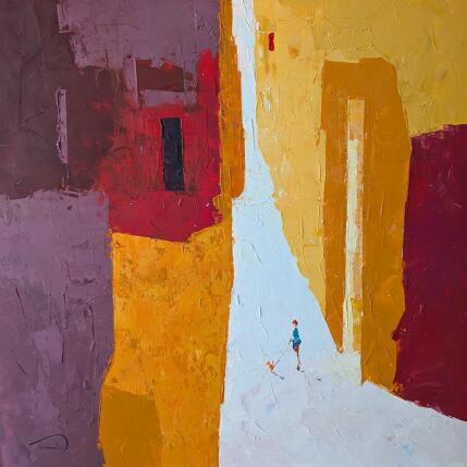 Peinture Nuances chaudes par Tomàs | Tableau Abstrait Huile Scènes de vie, Urbain