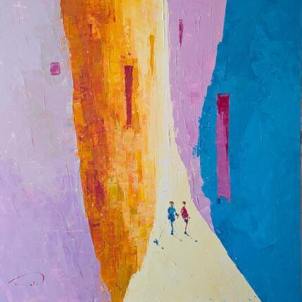 Peinture Allons nous promener par Tomàs | Tableau Abstrait Huile Scènes de vie, Société, Urbain